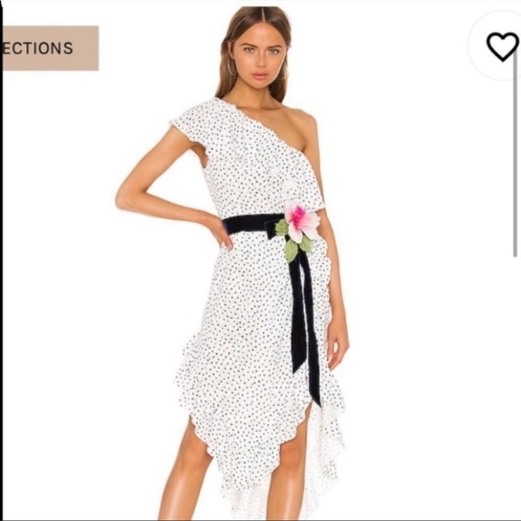 NWT Marianna Senchina One Shoulder Polka Dot Dress s missing flower belt - Picture 11 of 11